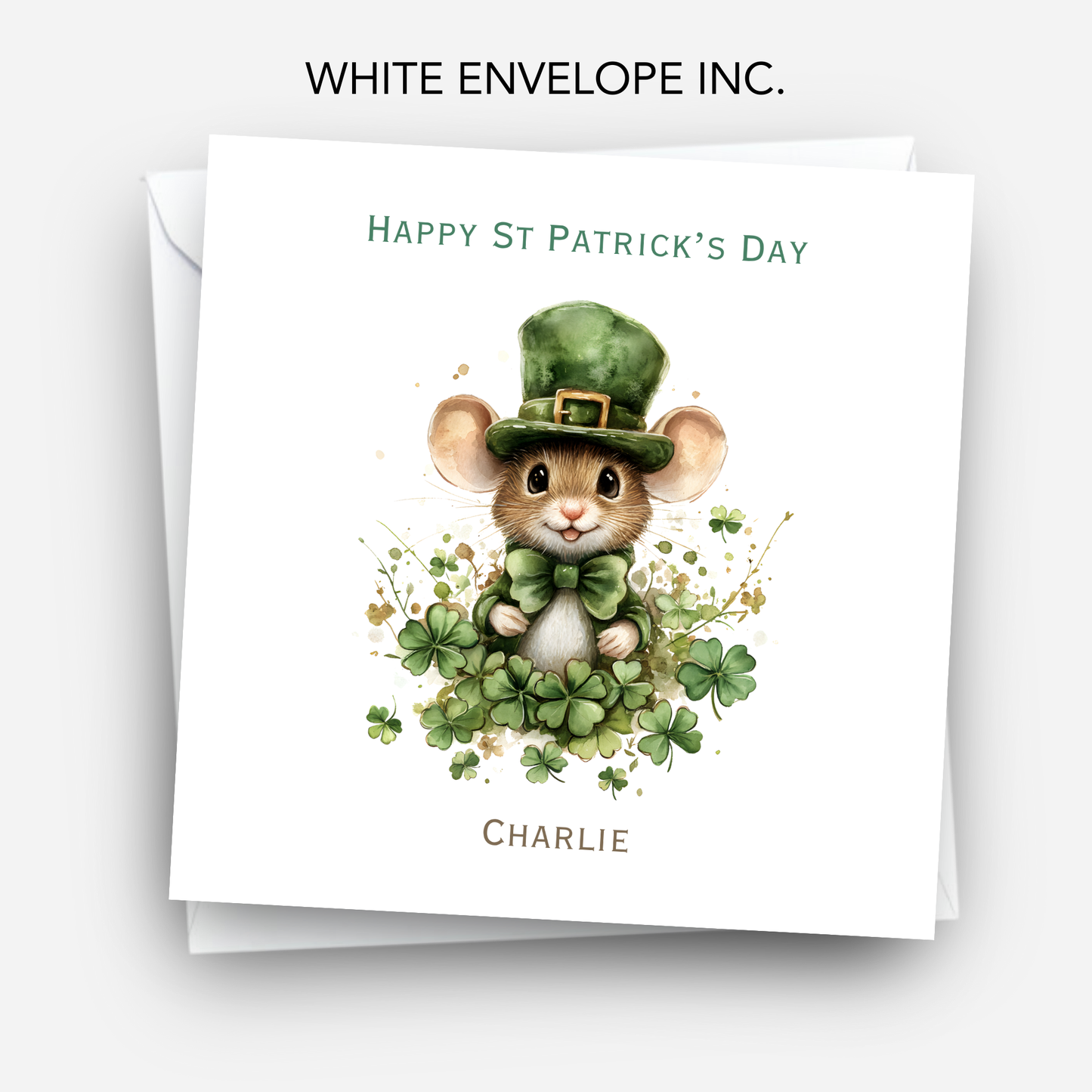 St Patrick's Day Cute Mouse Card - C810
