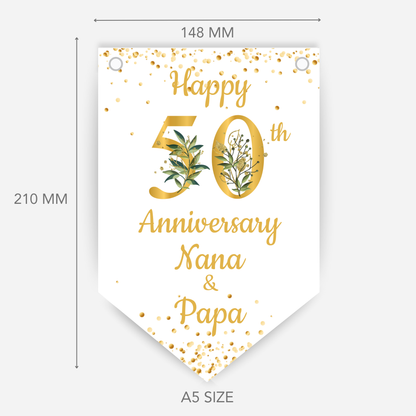 Golden Wedding Anniversary Bunting - B102