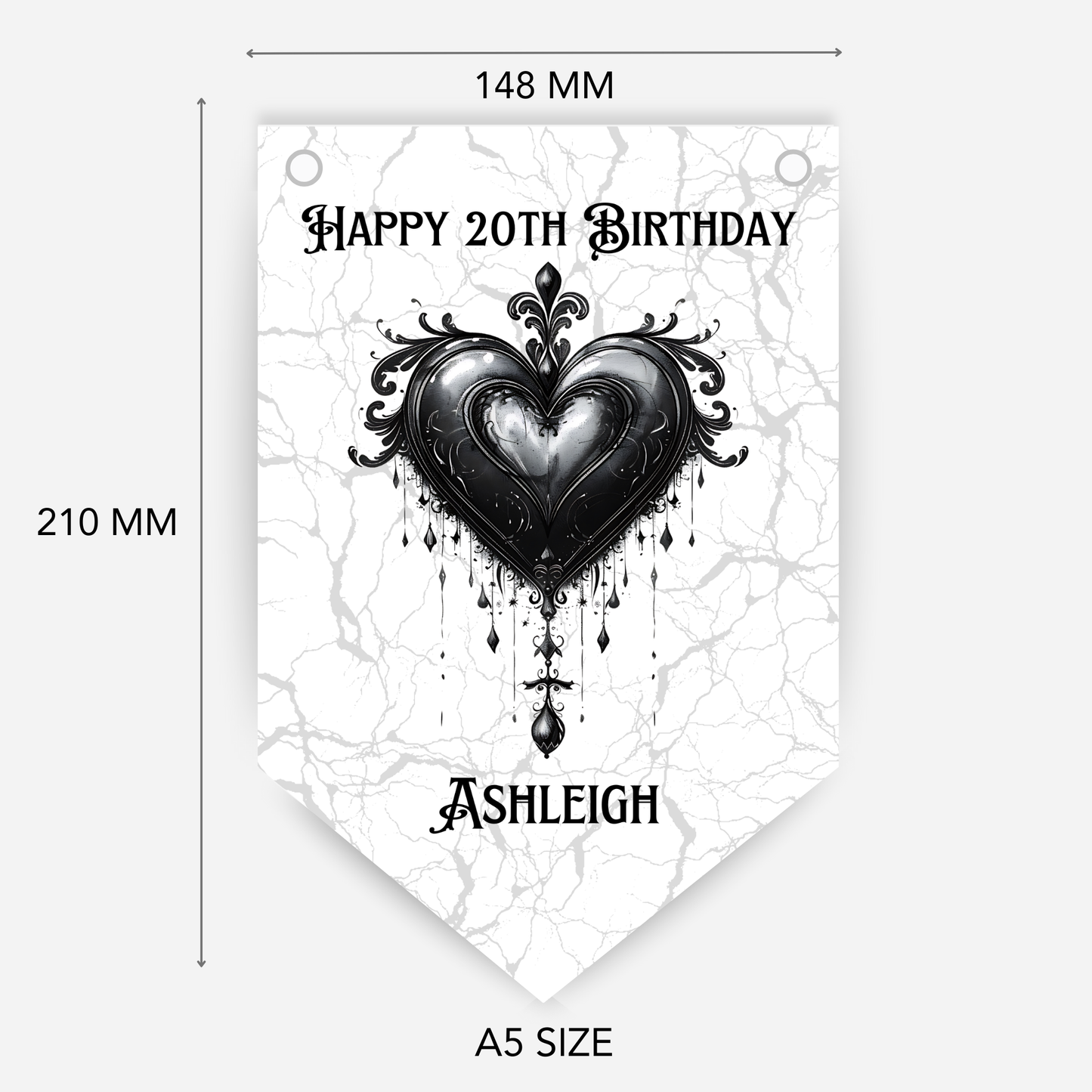 Gothic Style Black Lace Heart Bunting - B214