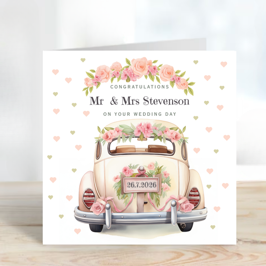 Wedding Car and Flowers Wedding Card - C865