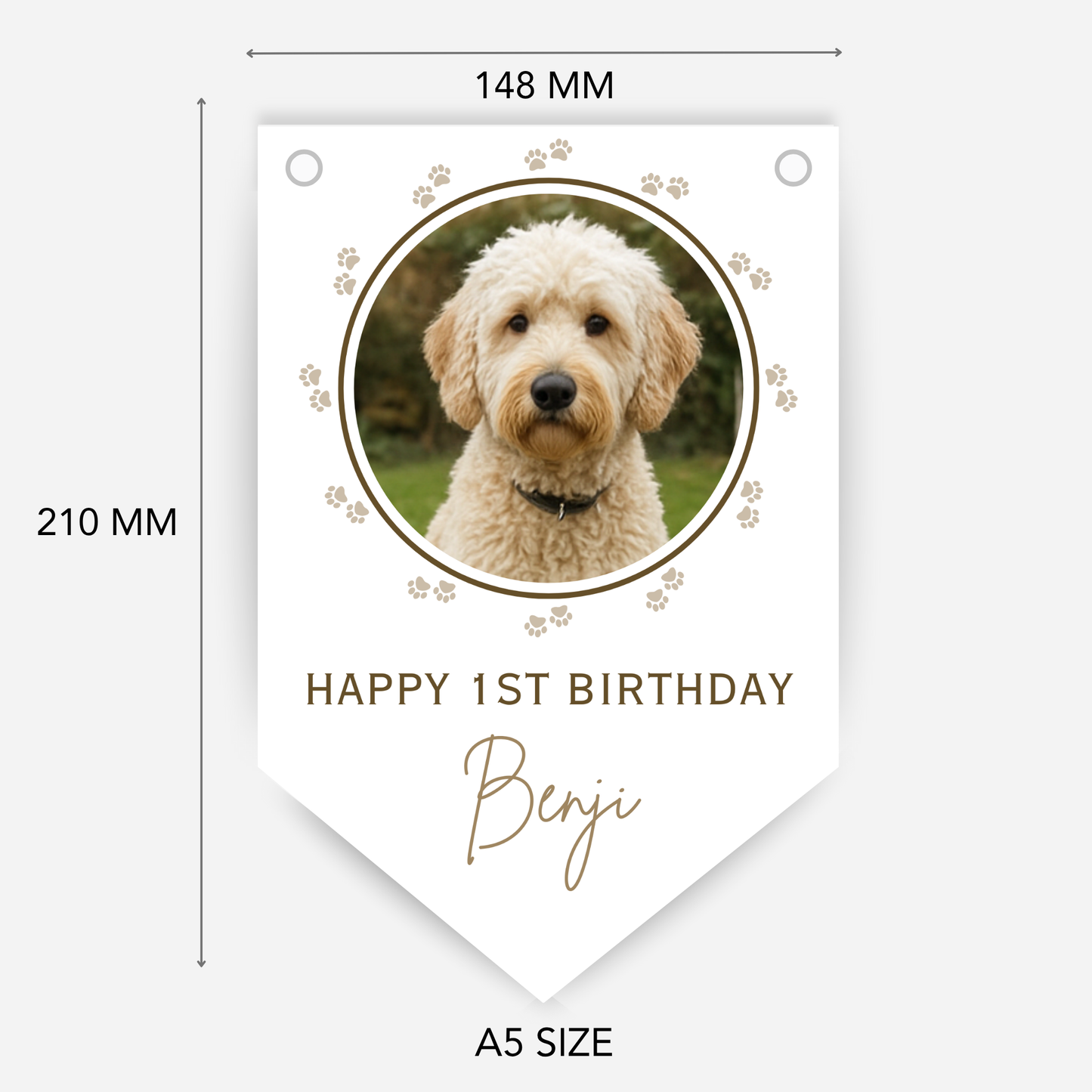 Dog Birthday Photo Bunting In Neutral Colours - B216