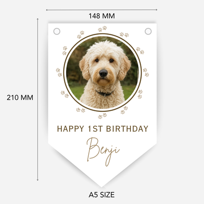 Dog Birthday Photo Bunting In Neutral Colours - B216