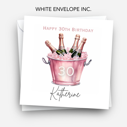 Ice Bucket of Pink Fizz Birthday Card - C643