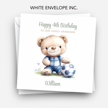 Cute Teddy Football Birthday Card - C612