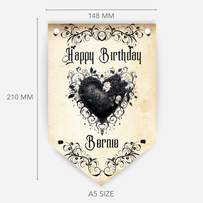 Gothic Black Lace Heart Bunting - B150