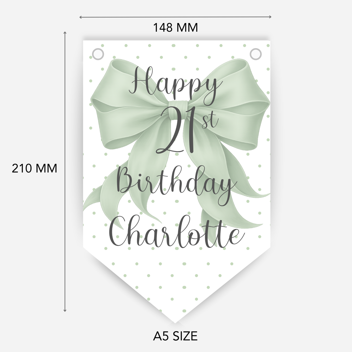 Pretty Sage Green Bow Bunting - B276
