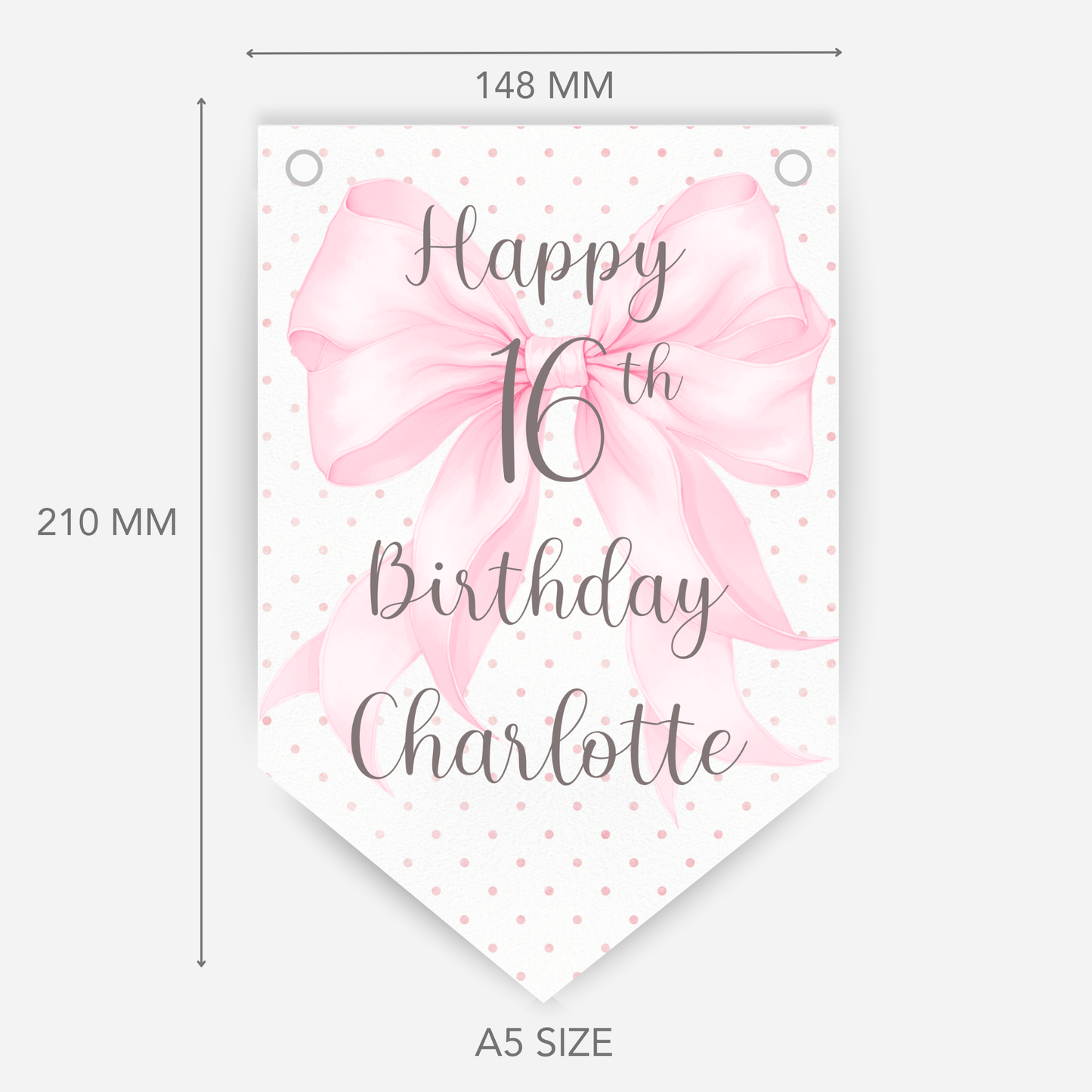 Pretty Pink Bow Bunting - B110