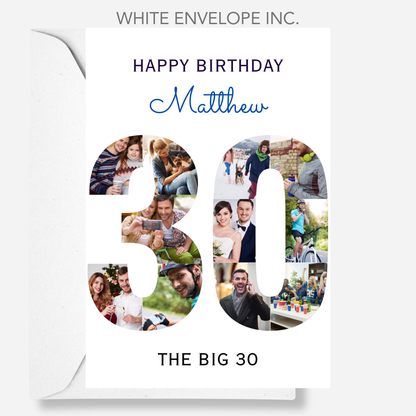 The Big 30 Photo Collage Birthday Card - PC03