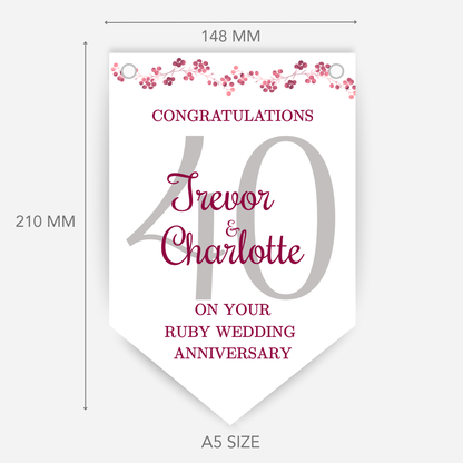 Ruby 40th Wedding Anniversary Bunting - B138
