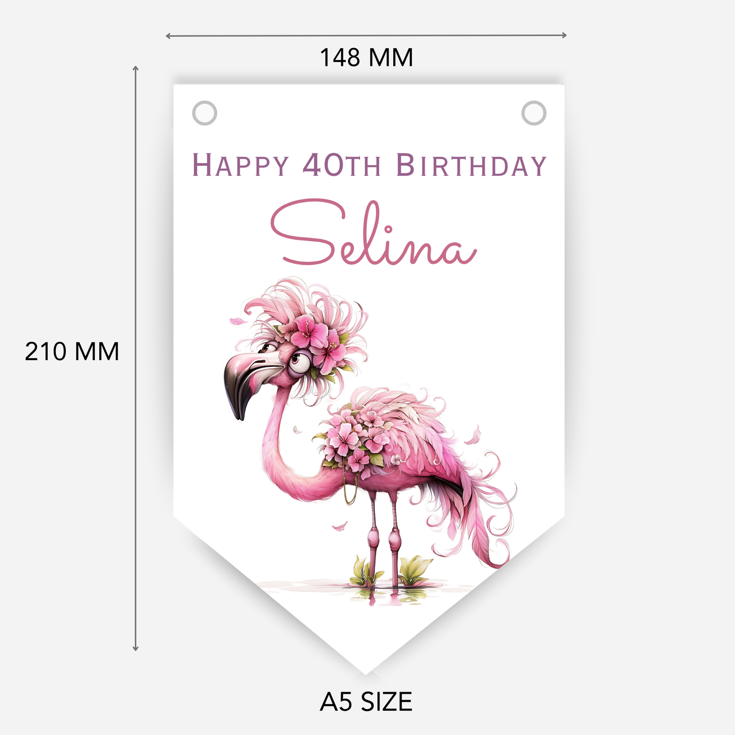 Crazy Pink Flamingo Birthday Bunting - For Any Age – B199