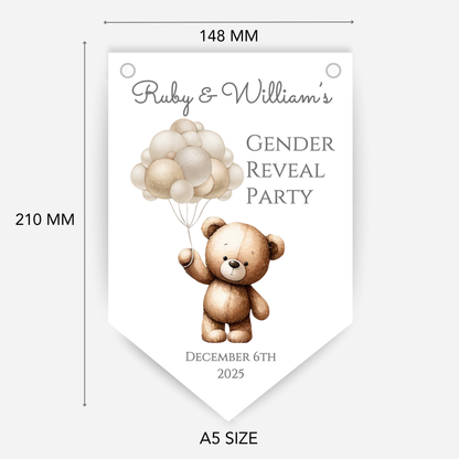 Cute Teddy Bear Gender Reveal Bunting - B148