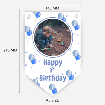 Personalised Blue Balloons Photo Bunting - B184