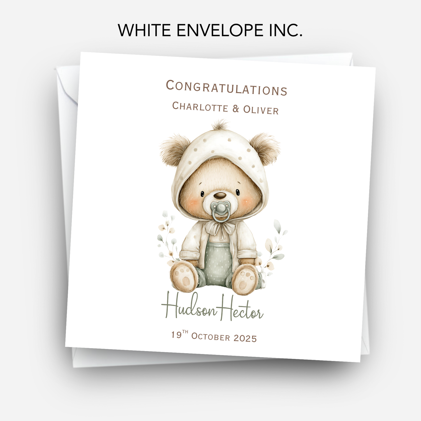 New Baby Congratulations Card with Name and Date of the Birth - C670