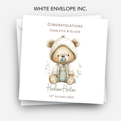 New Baby Congratulations Card with Name and Date of the Birth - C670