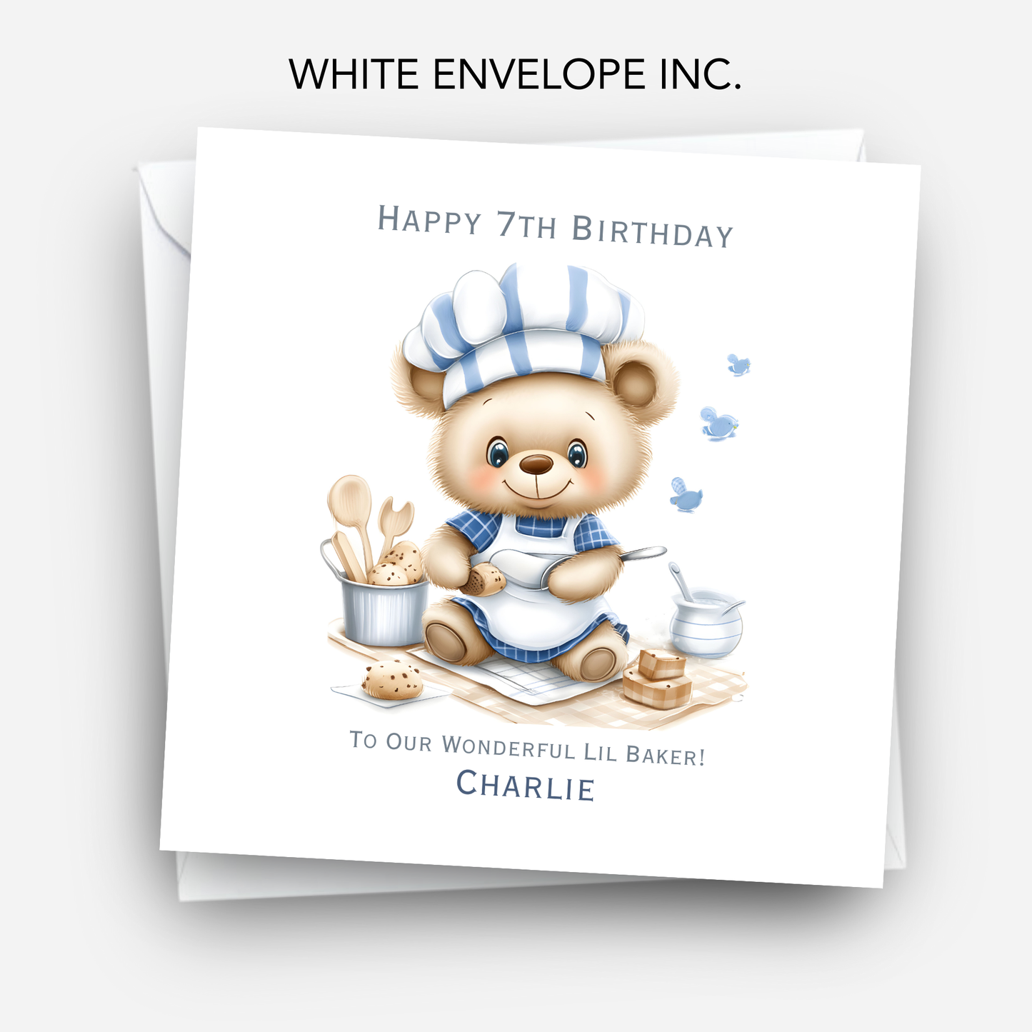Cute Teddy Baker Birthday Card - C585