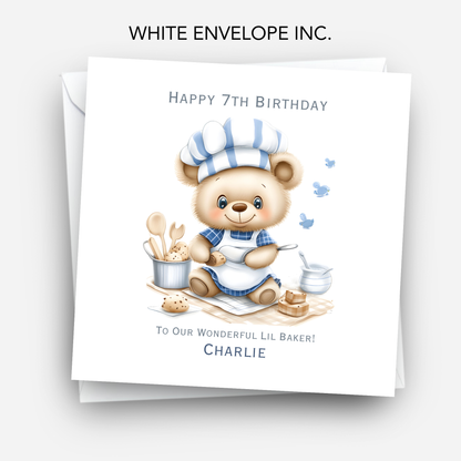 Cute Teddy Baker Birthday Card - C585