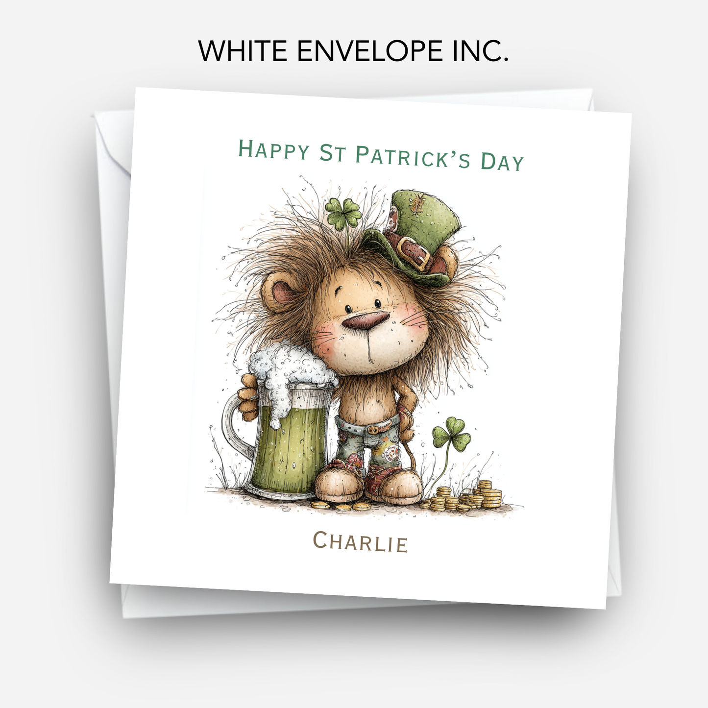 St Patrick's Day Cute Lion Card - C804