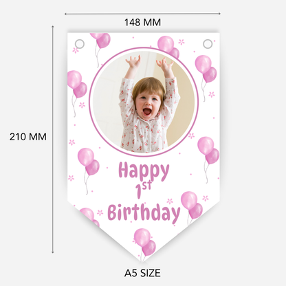 Personalised Pink Balloons Photo Bunting - B183