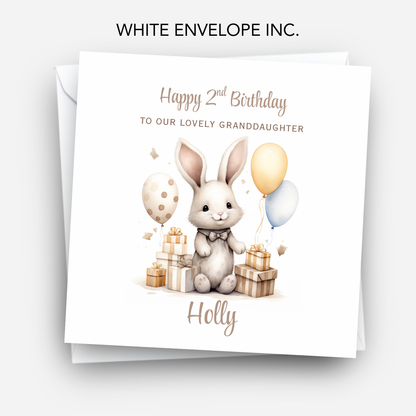 Bunny and presents Birthday Card - C558