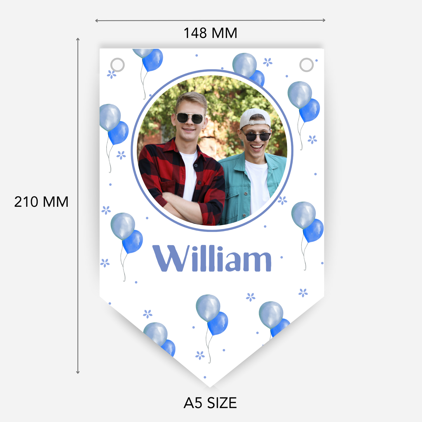 Personalised Blue Balloons Any Age Photo Bunting - B186