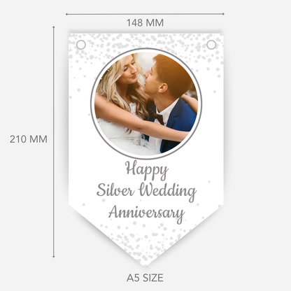 Silver 25th Wedding Anniversary Photo Bunting - B157