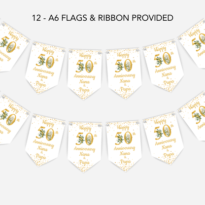 Golden Wedding Anniversary Smaller Bunting - S102