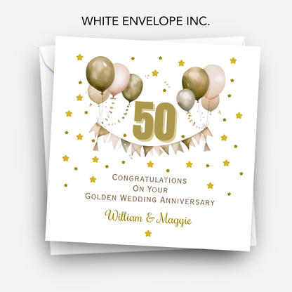 Golden- 50th Wedding Anniversary Card - C680