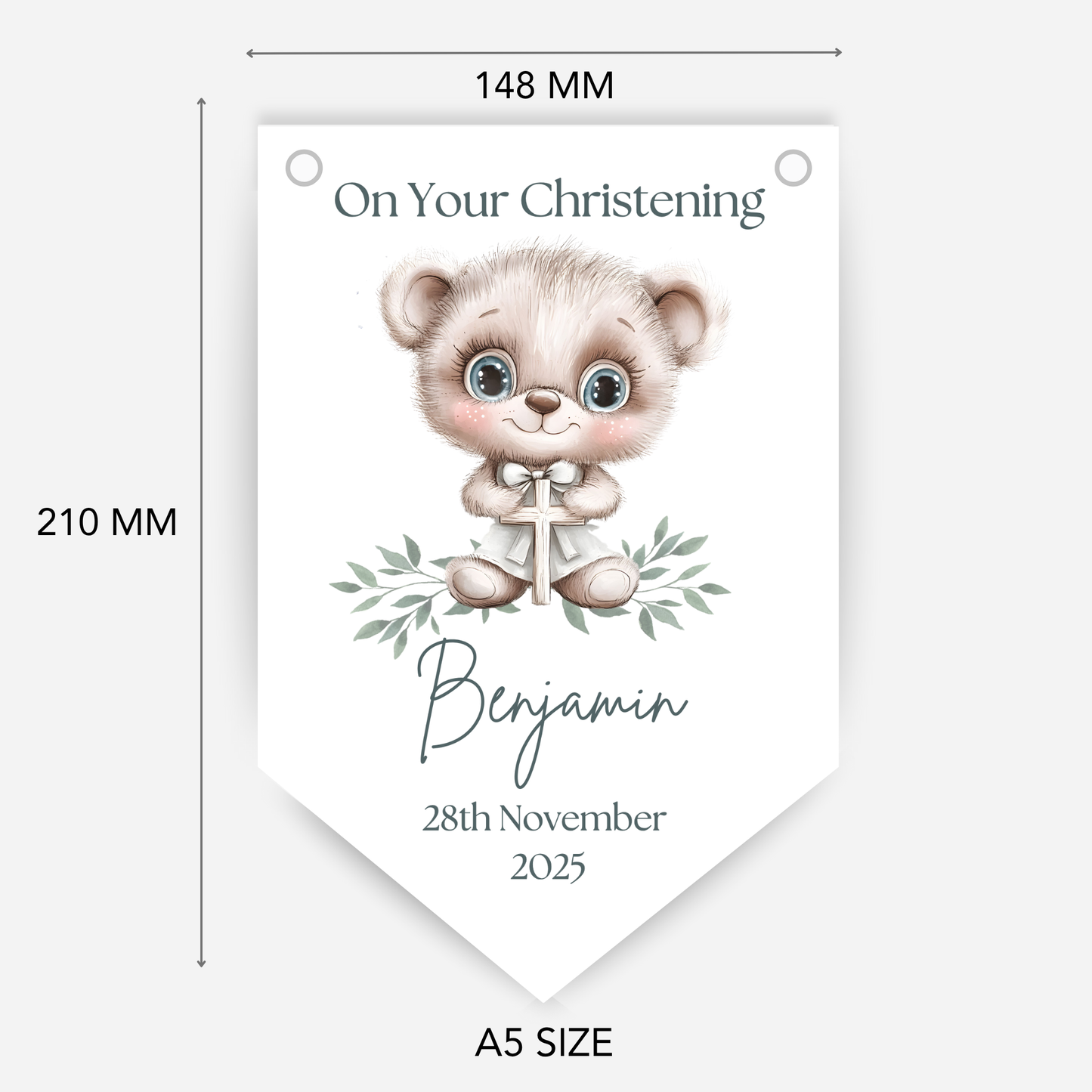 Cute Teddy Christening or Baptism Bunting - B203