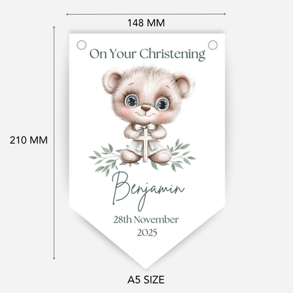 Cute Teddy Christening or Baptism Bunting - B203