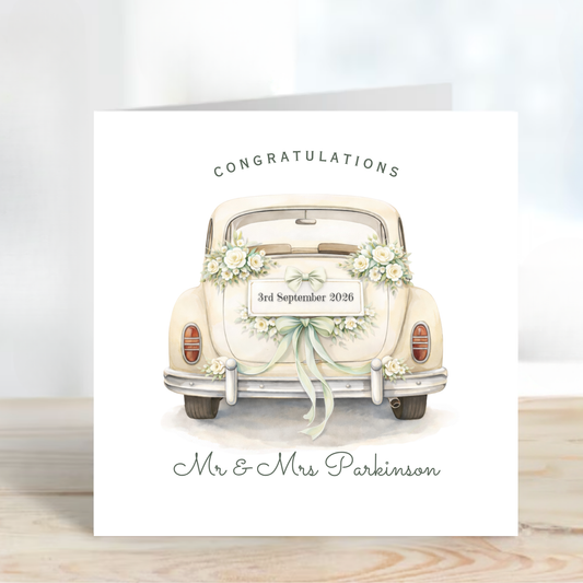 Wedding Car and Flowers  Wedding Card - C869