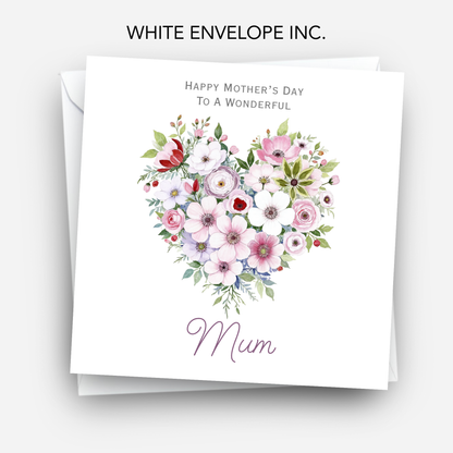 Mother's Day Card - Floral Heart Design - C737