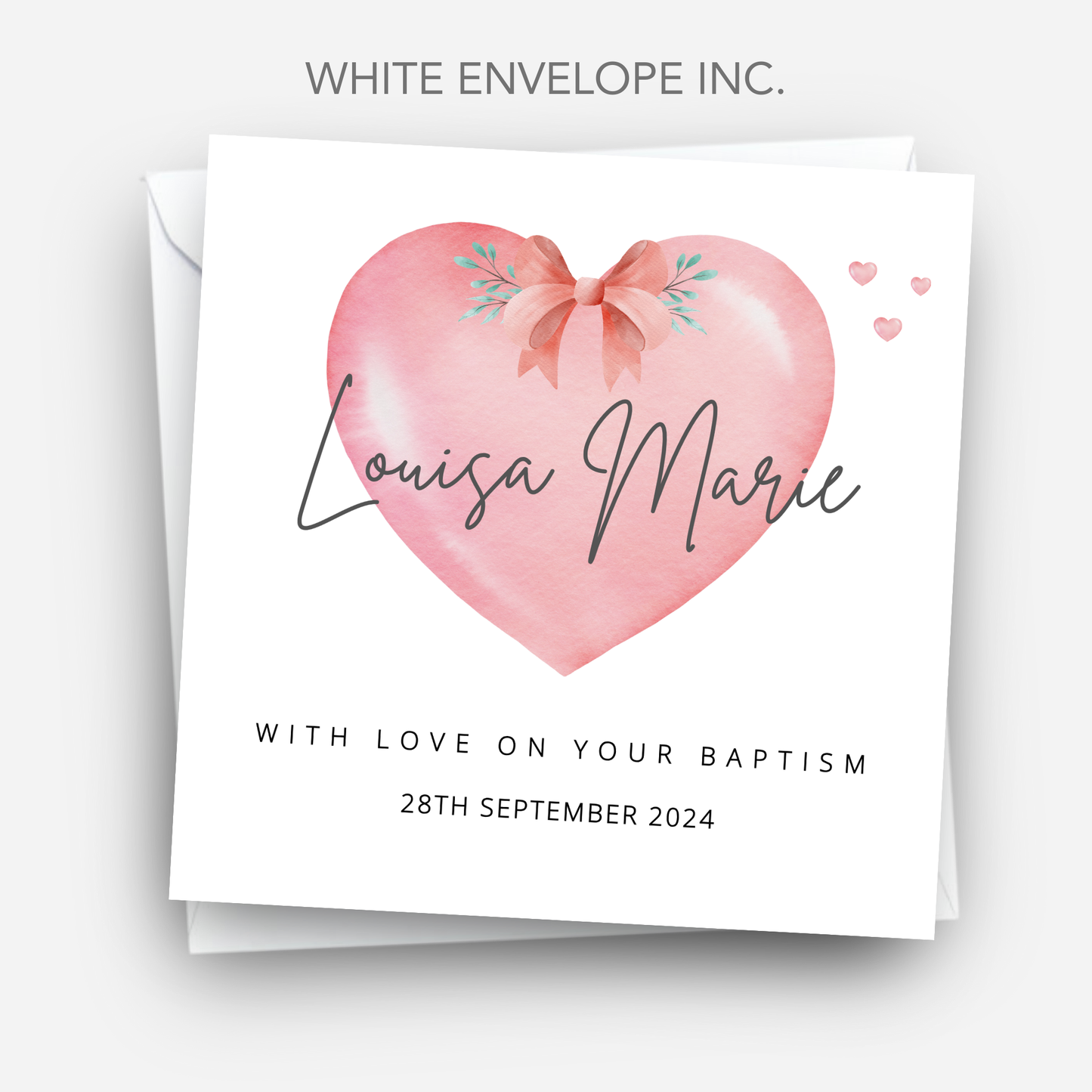 Christening & Baptism Pink Heart Card - C109