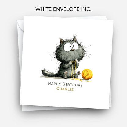 Funny Black Cat Birthday Card - C573