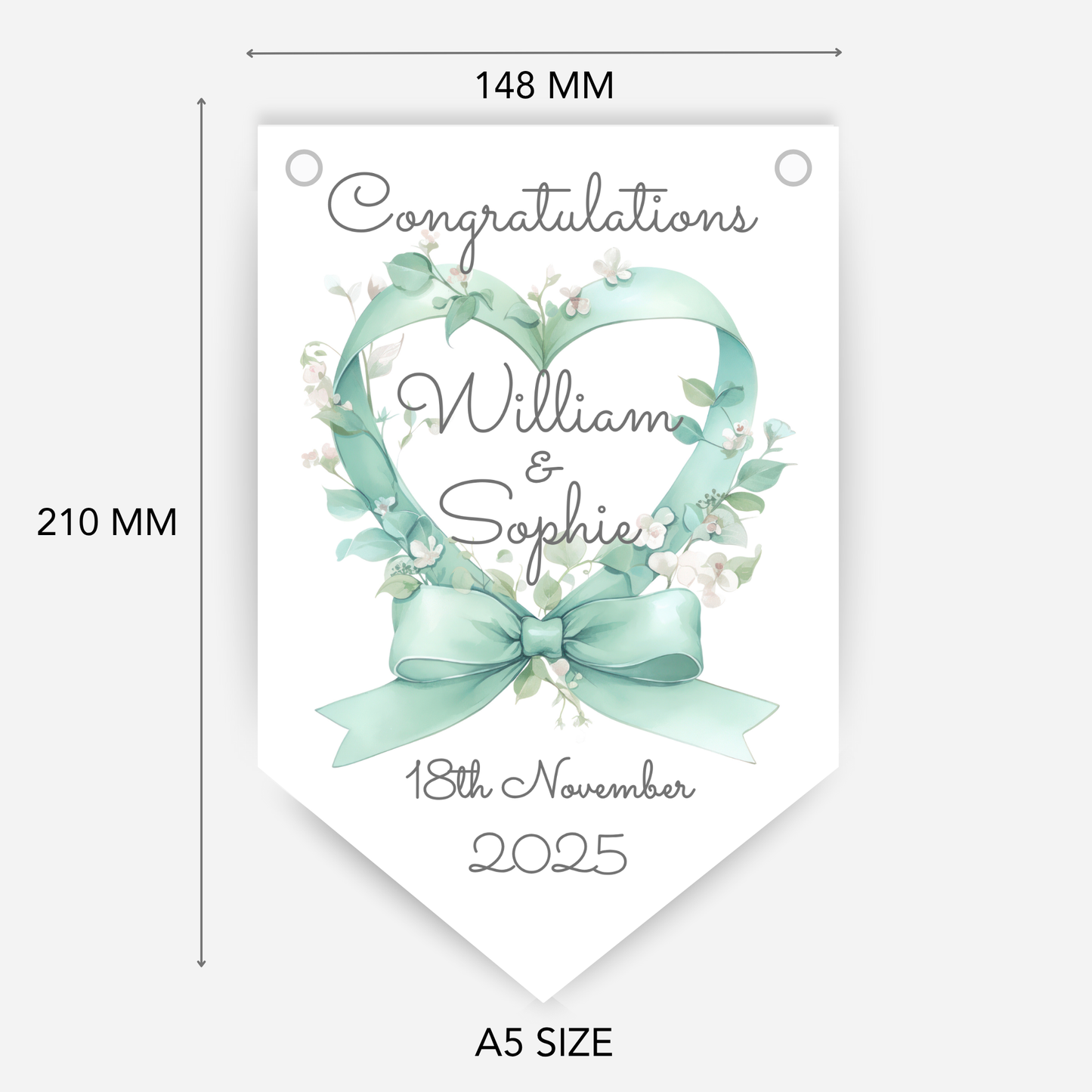 Engagement or Wedding Heart and Bow Bunting - B206