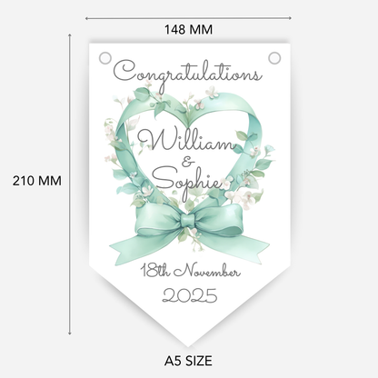 Engagement or Wedding Heart and Bow Bunting - B206