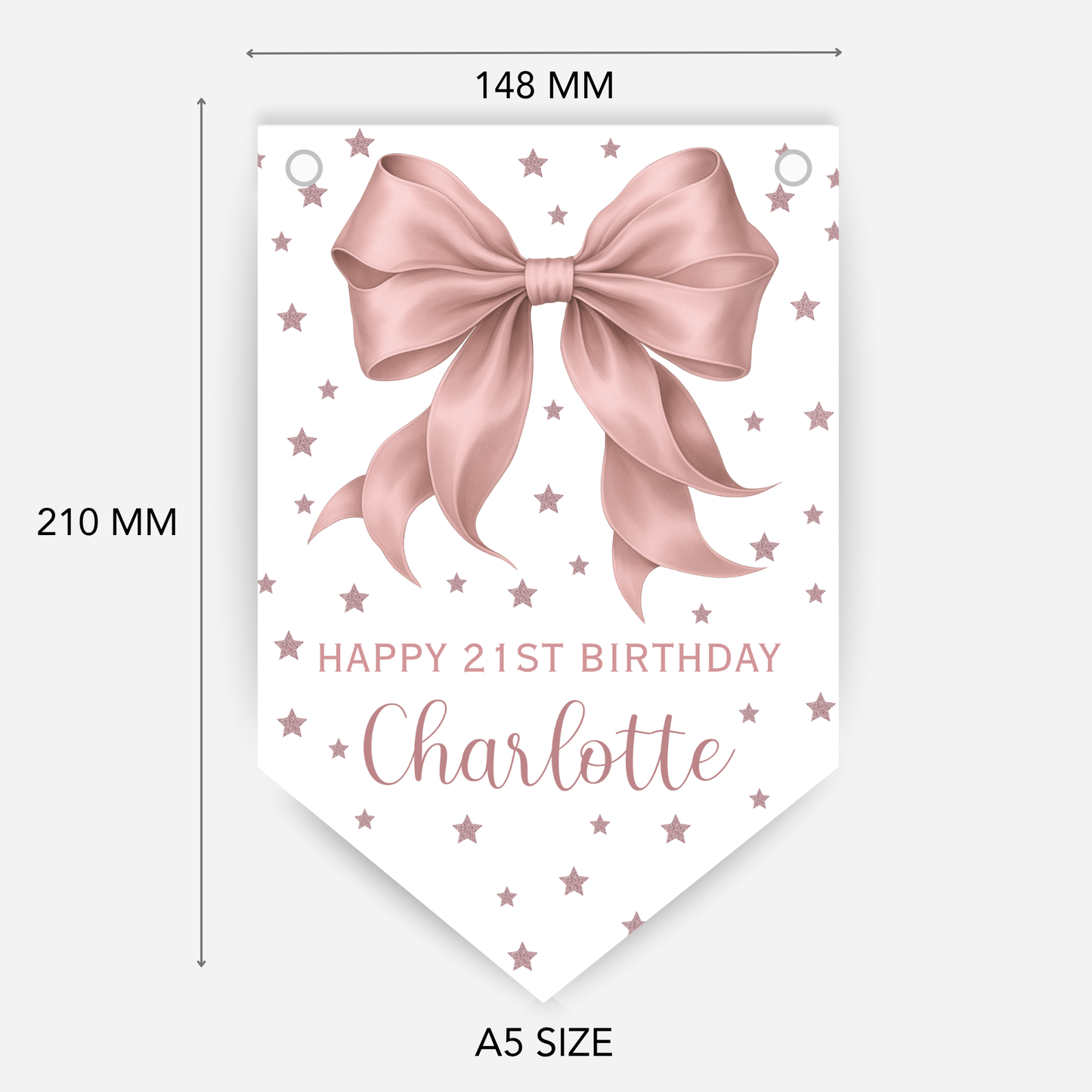 Elegant Dusky Pink Bow Bunting - B224