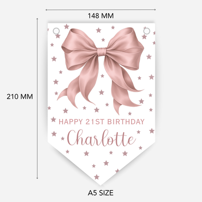 Elegant Dusky Pink Bow Bunting - B224