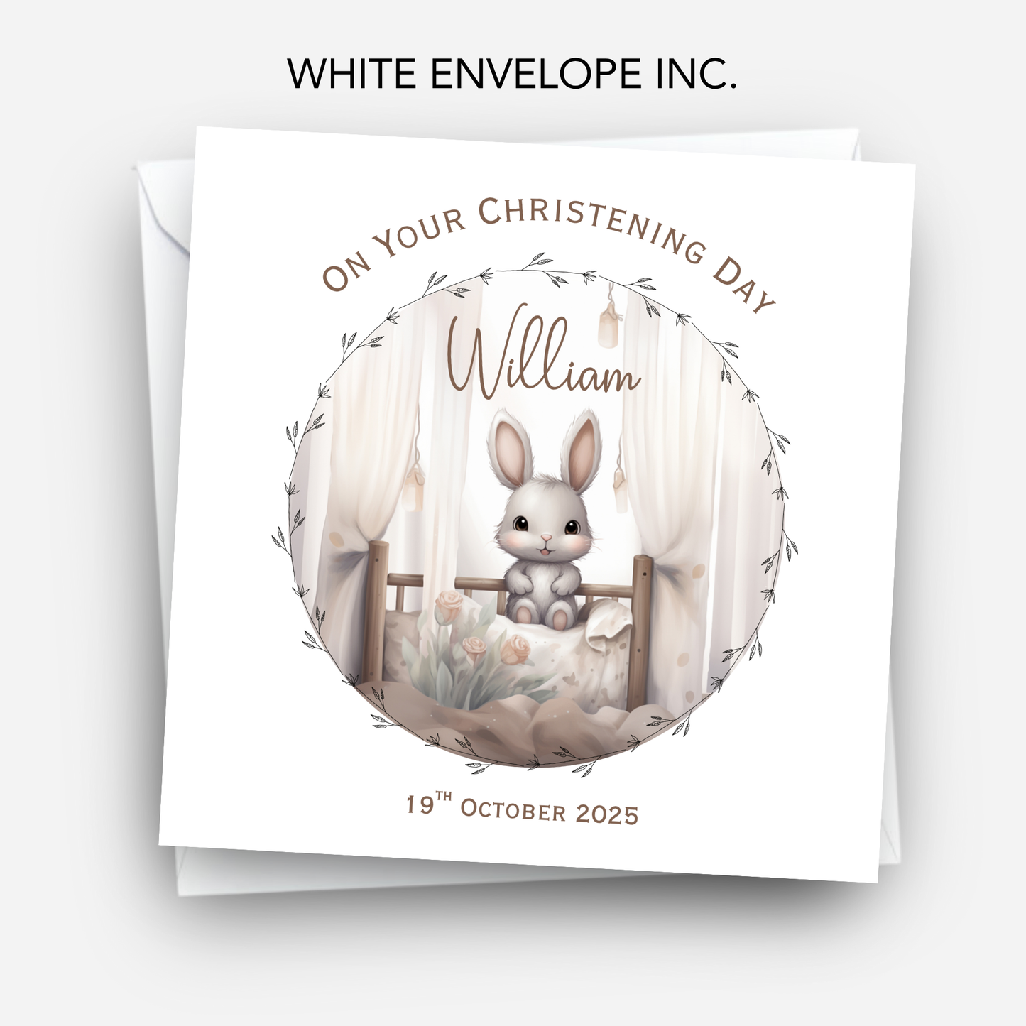 Christening & Baptism Cute Rabbit Card - C664