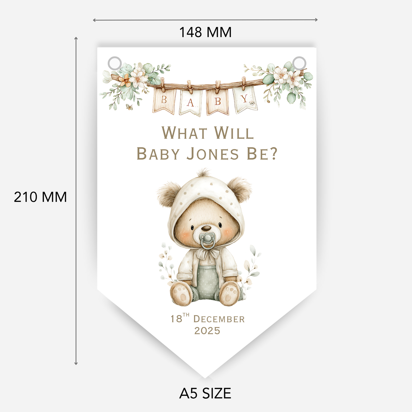 Cute Teddy Bear Gender Reveal Bunting - B226