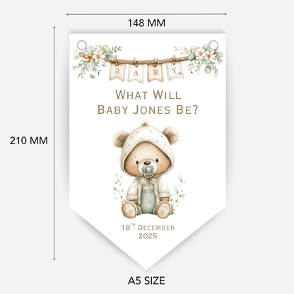 Cute Teddy Bear Gender Reveal Bunting - B226