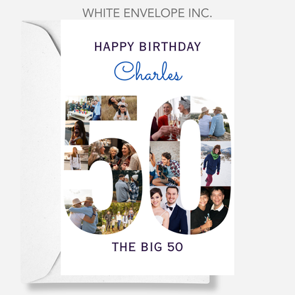 The Big 50 Photo Collage Birthday Card - PC52