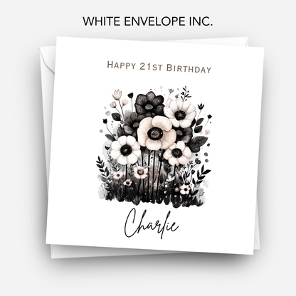 Alternative Dark Flowers Birthday Card - C798