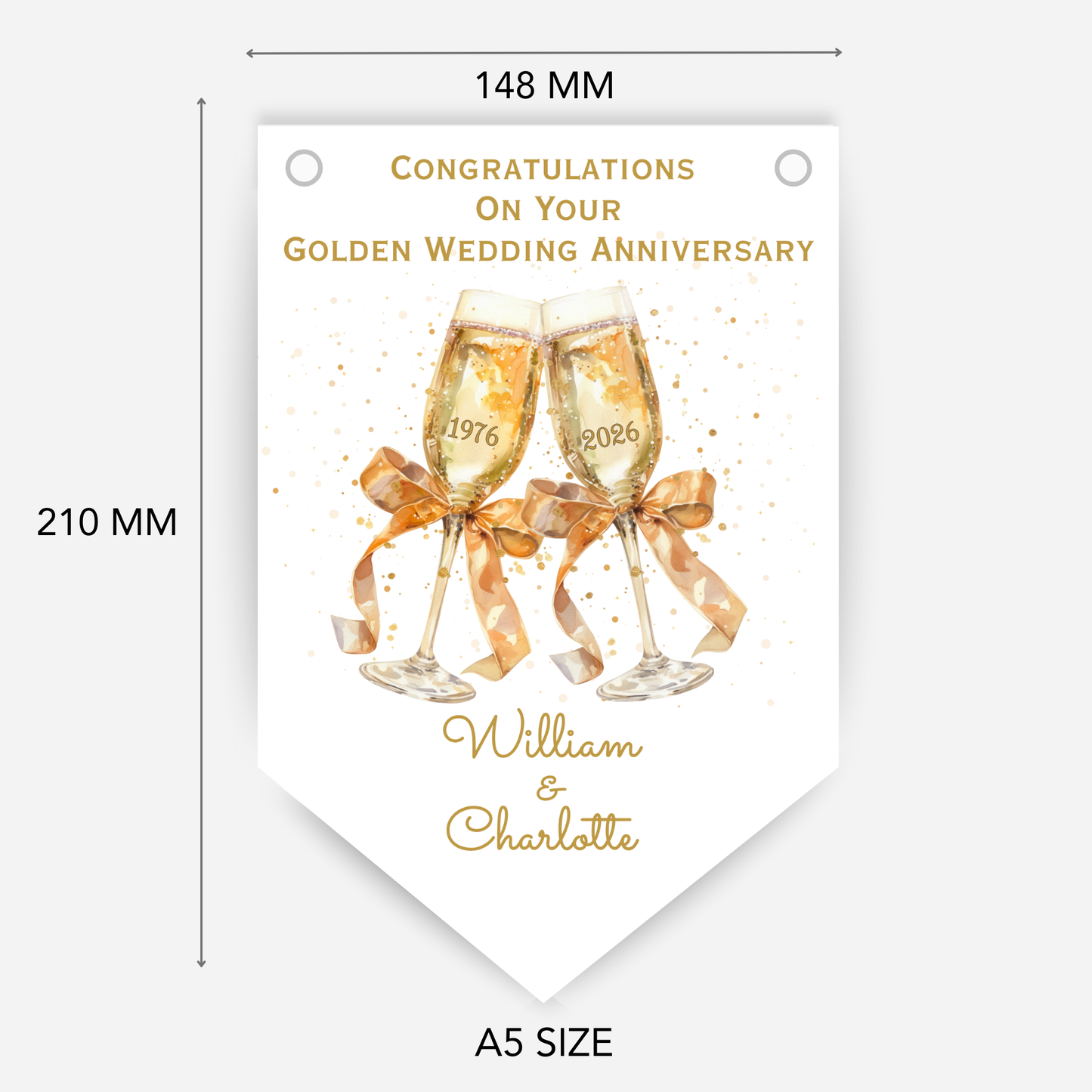Golden Wedding Anniversary Bunting - B261