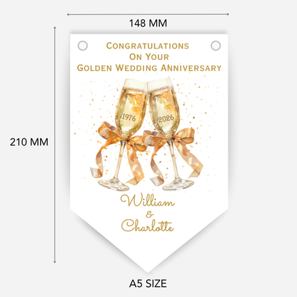 Golden Wedding Anniversary Bunting - B261