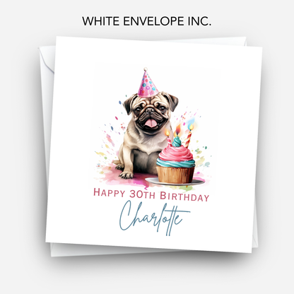 Party Pug Birthday Card - C559