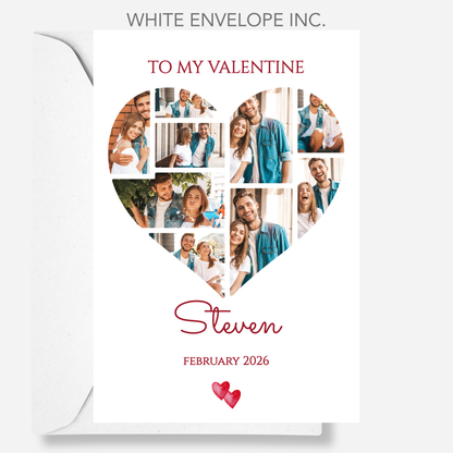Valentine Heart Photo Card with a Collage of 9 Photos  - PC27