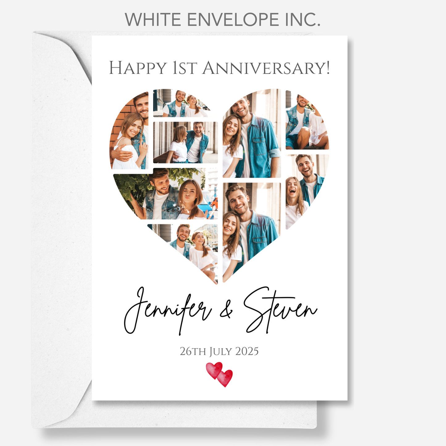 Heart  Anniversary Photo Collage -  9 Photo Memories Card - PC02
