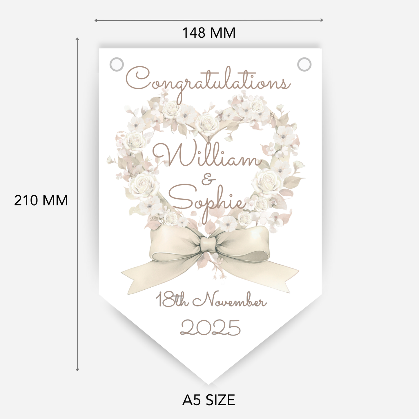 Engagement or Wedding Heart and Bow Bunting - B207