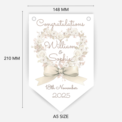 Engagement or Wedding Heart and Bow Bunting - B207