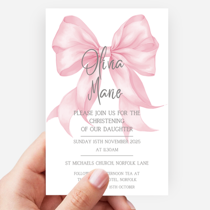 Christening or Baptism Bow Invitation (Pack of 10 ) - P158